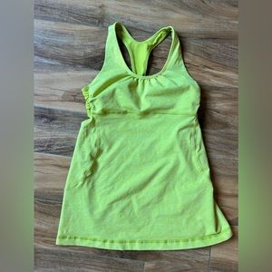 Lululemon Neon Yellow Turbo Tank Top with Built in Bra